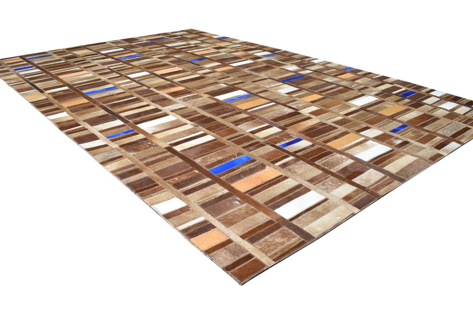 Ardra Brown Leather Rug 5X8 Modern Hand Woven Scandinavian Geometric 7865128386709