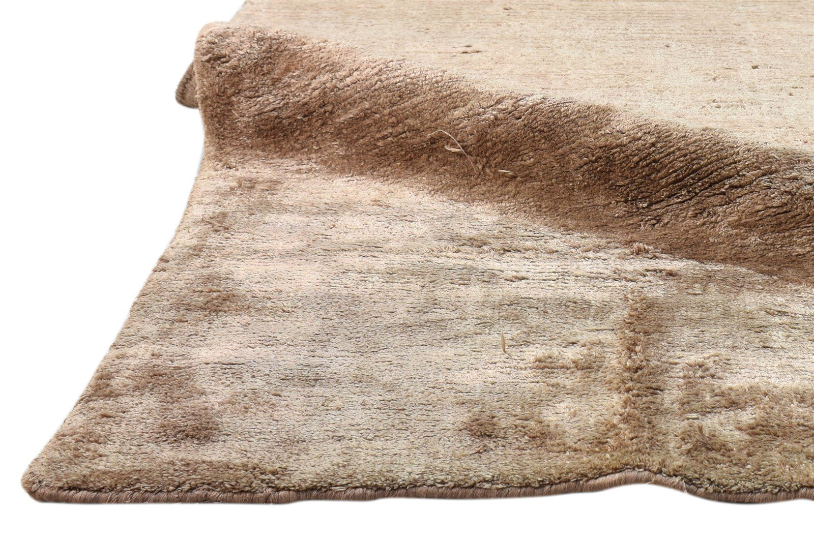 Brown Silk Rug 4' X 8' Modern Handloom Scandinavian Solid Room Size Runner 7860697563285