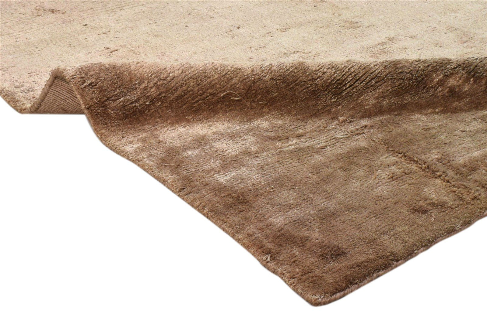 Brown Silk Rug 4' X 8' Modern Handloom Scandinavian Solid Room Size Runner 7860697563285