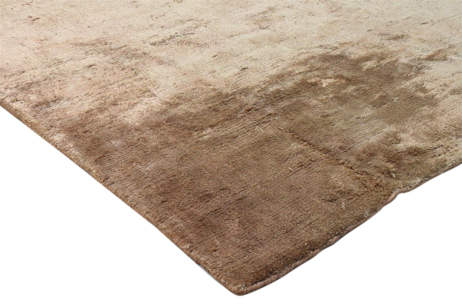 Brown Silk Rug 4' X 8' Modern Handloom Scandinavian Solid Room Size Runner 7860697563285