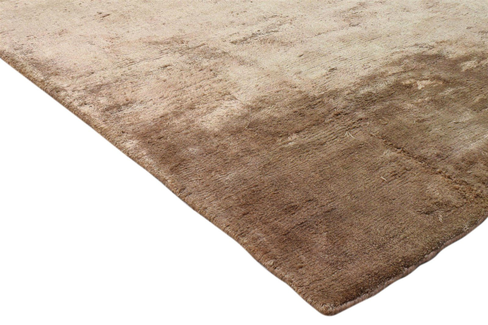 Brown Silk Rug 4' X 8' Modern Handloom Scandinavian Solid Room Size Runner 7860697563285