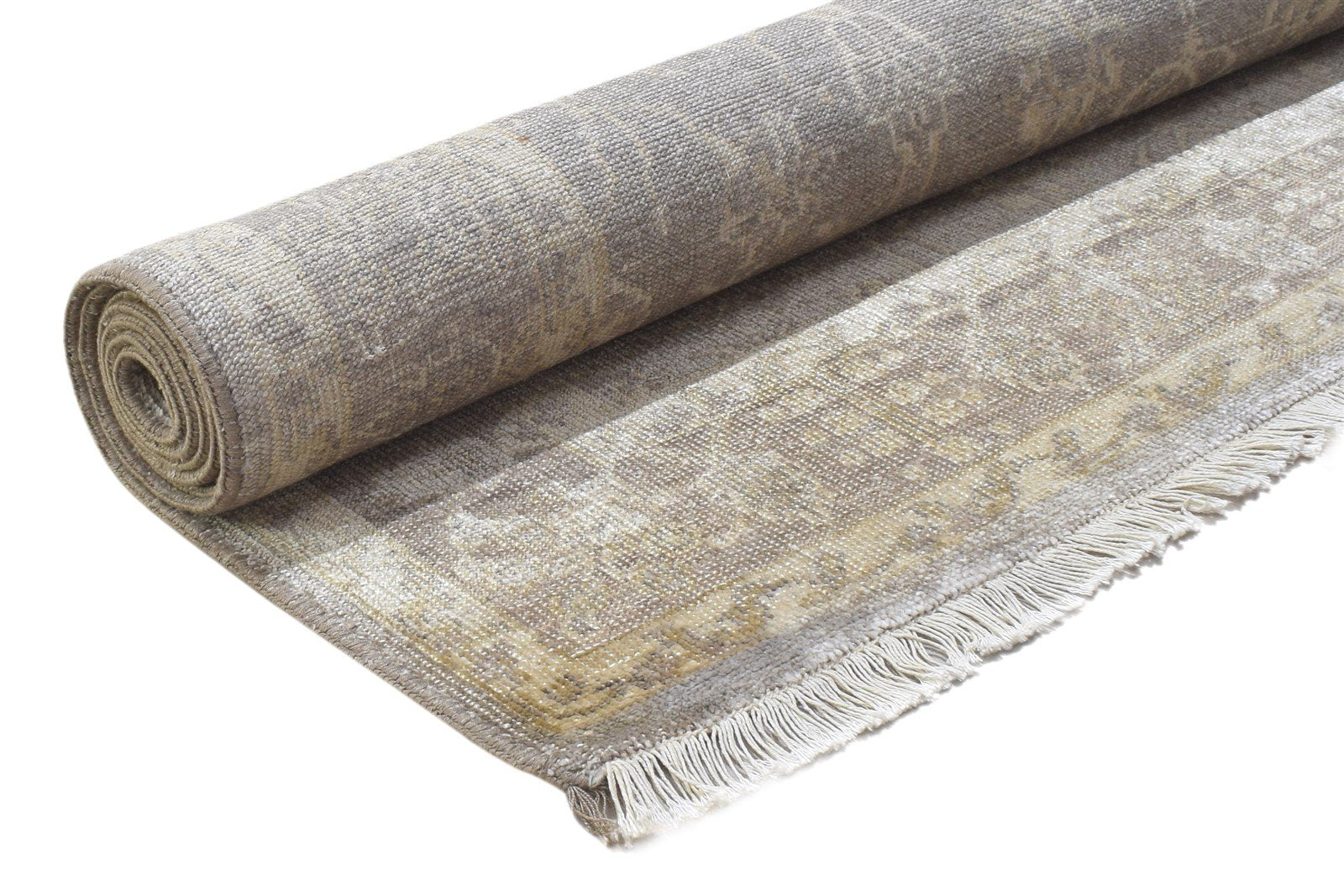 Brown Silk Rug 5' X 8' Modern Hand Knotted Kashan Bordered Room Size Carpet 7864795922581