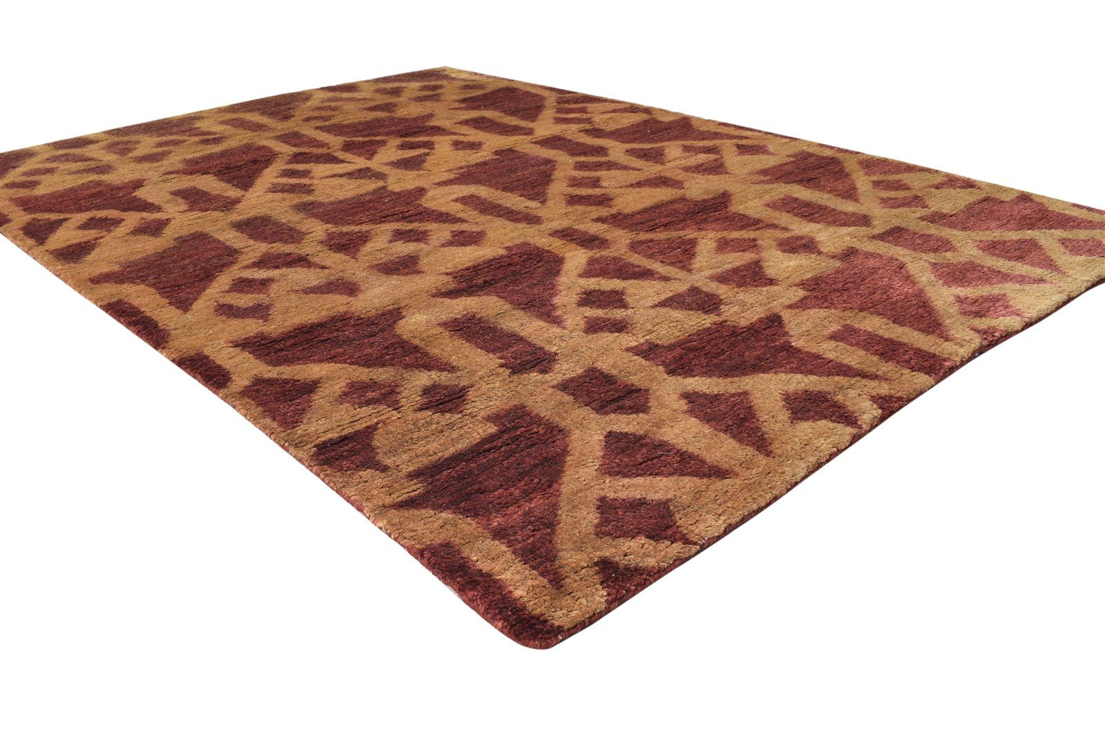 Brown Sisal Rug 5' X 6' Modern Hand Knotted Moroccan Abstract Room Size Carpet 7865075925141