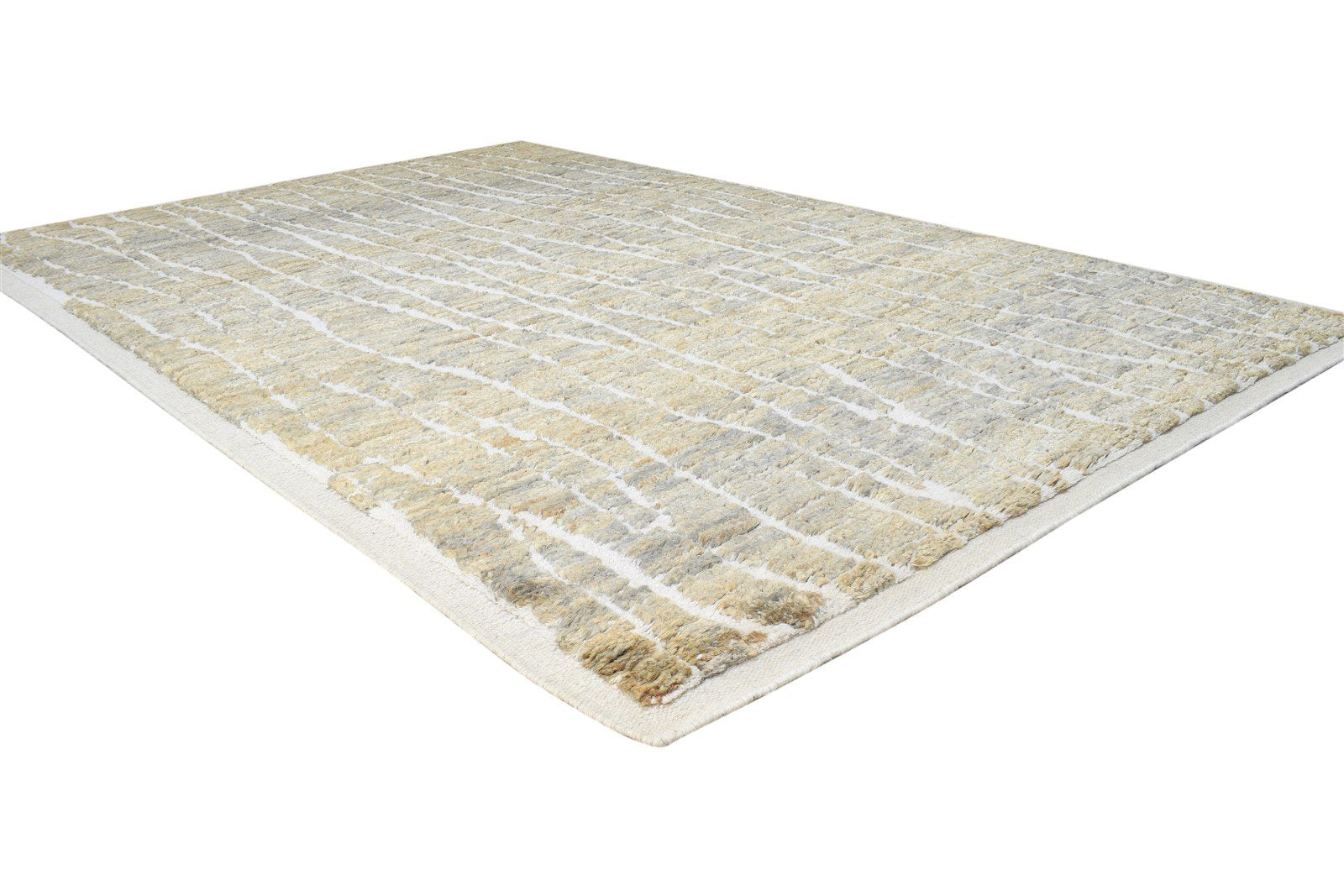 Brown Wool / Jute Rug 5X8 Modern Hand Knotted Scandinavian Abstract Room Size 7864879841429