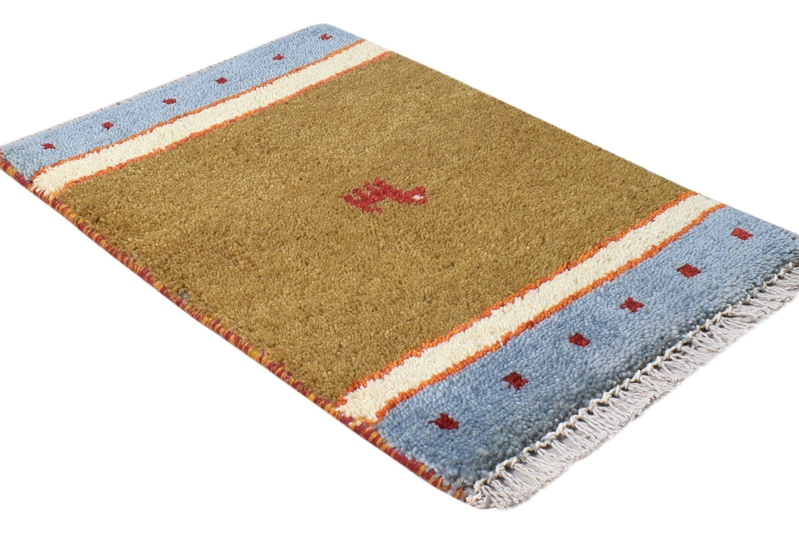 Brown Wool Rug 1' X 2' Persian Hand Knotted Southwestern Tribal Small Carpet 7865185304725