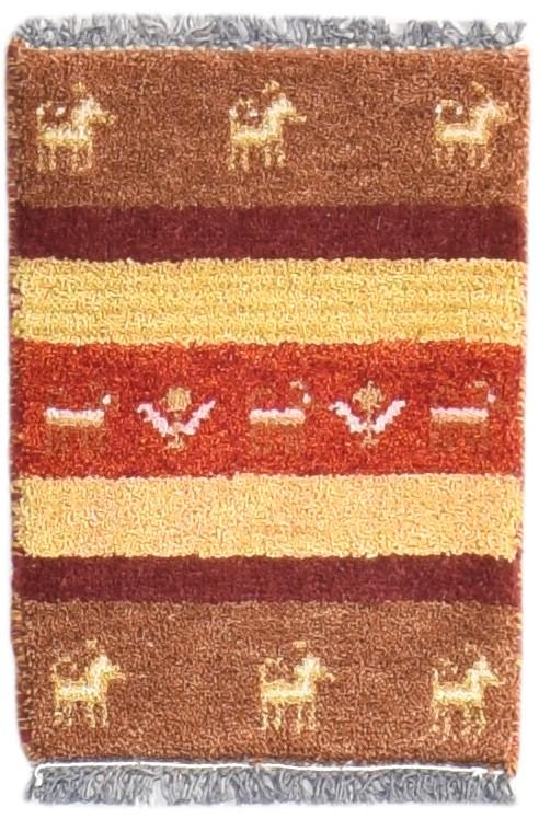 Brown Wool Rug 1' X 2' Southwestern Hand Knotted American Tribal Small Carpet 7865060196501