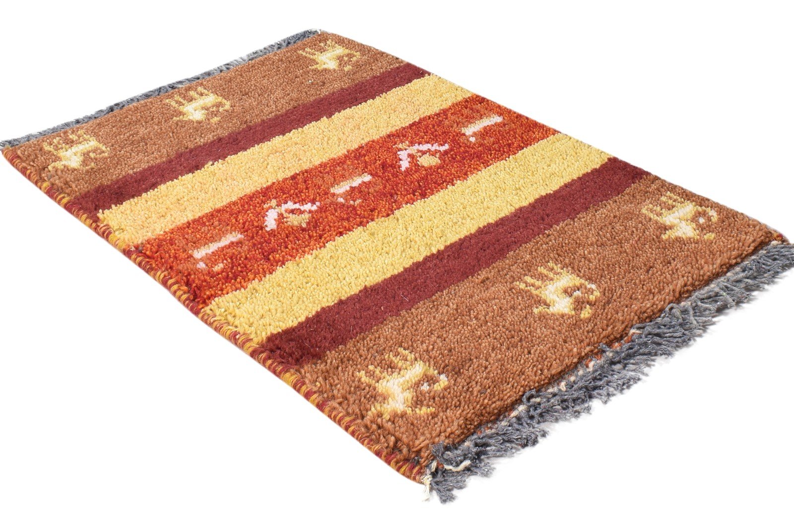 Brown Wool Rug 1' X 2' Southwestern Hand Knotted American Tribal Small Carpet 7865060196501