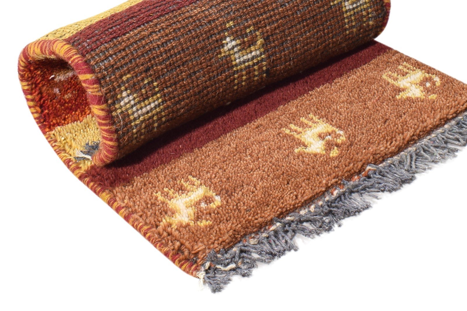 Brown Wool Rug 1' X 2' Southwestern Hand Knotted American Tribal Small Carpet 7865060196501