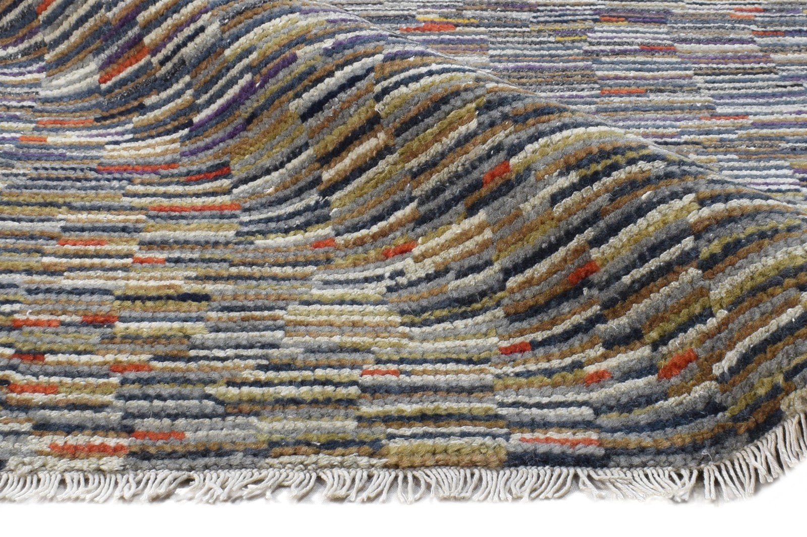 Brown Wool Rug 2'6 X 12' Modern Hand Knotted American Abstract Small Runner 7865149948053