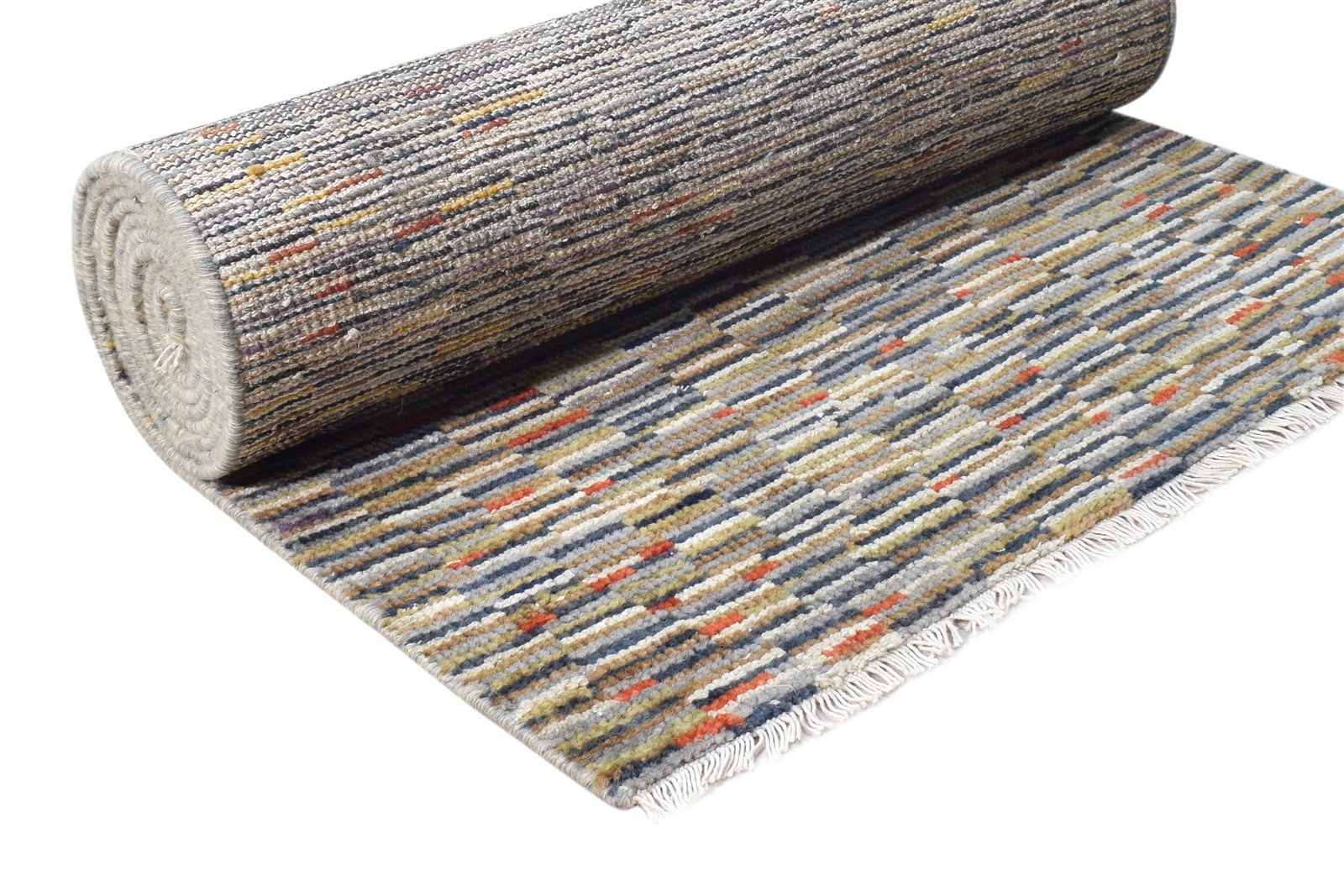 Brown Wool Rug 2'6 X 12' Modern Hand Knotted American Abstract Small Runner 7865149948053