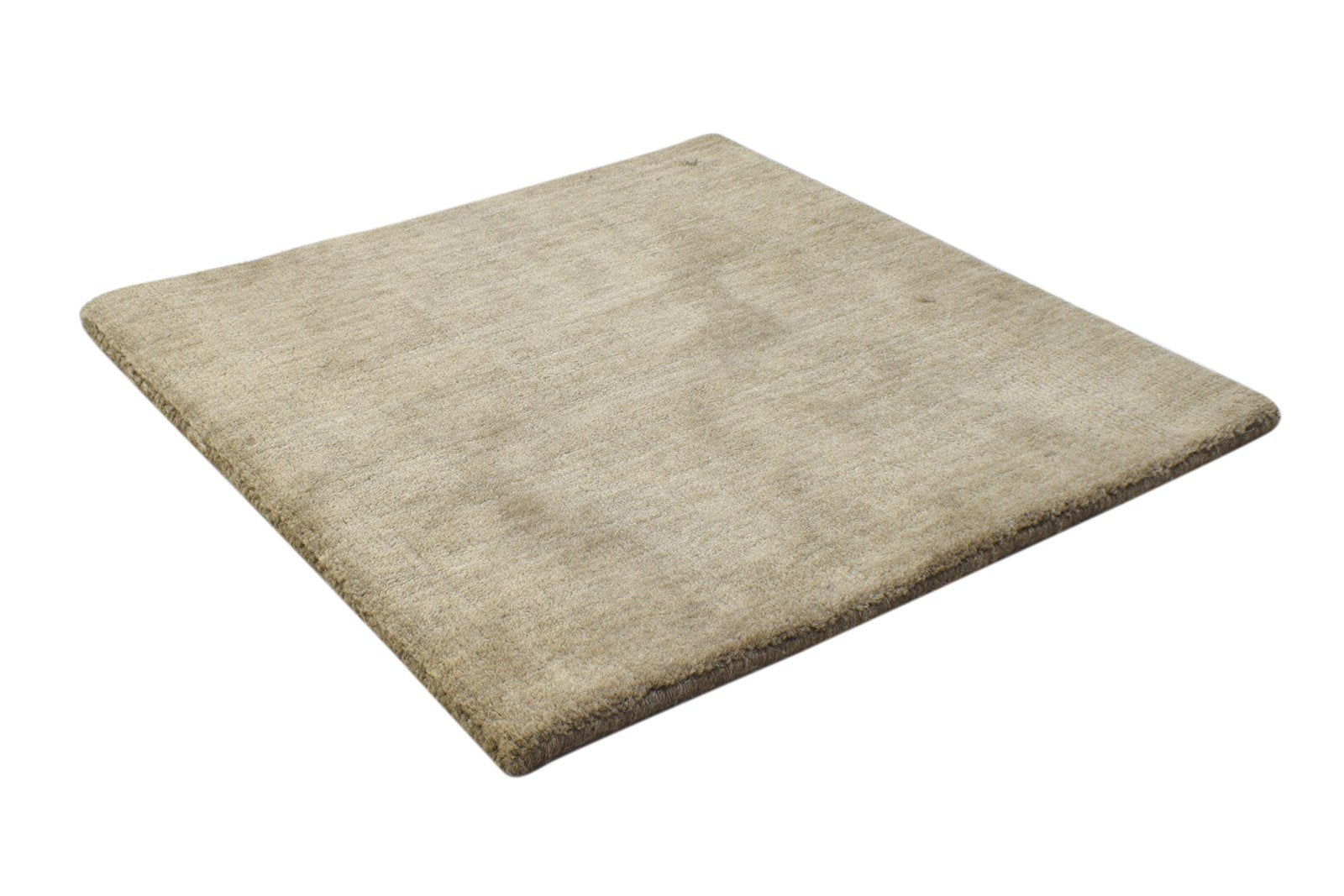 Brown Wool Rug 2' X 2' Modern Handloom Scandinavian Solid Small Carpet 7864126931093