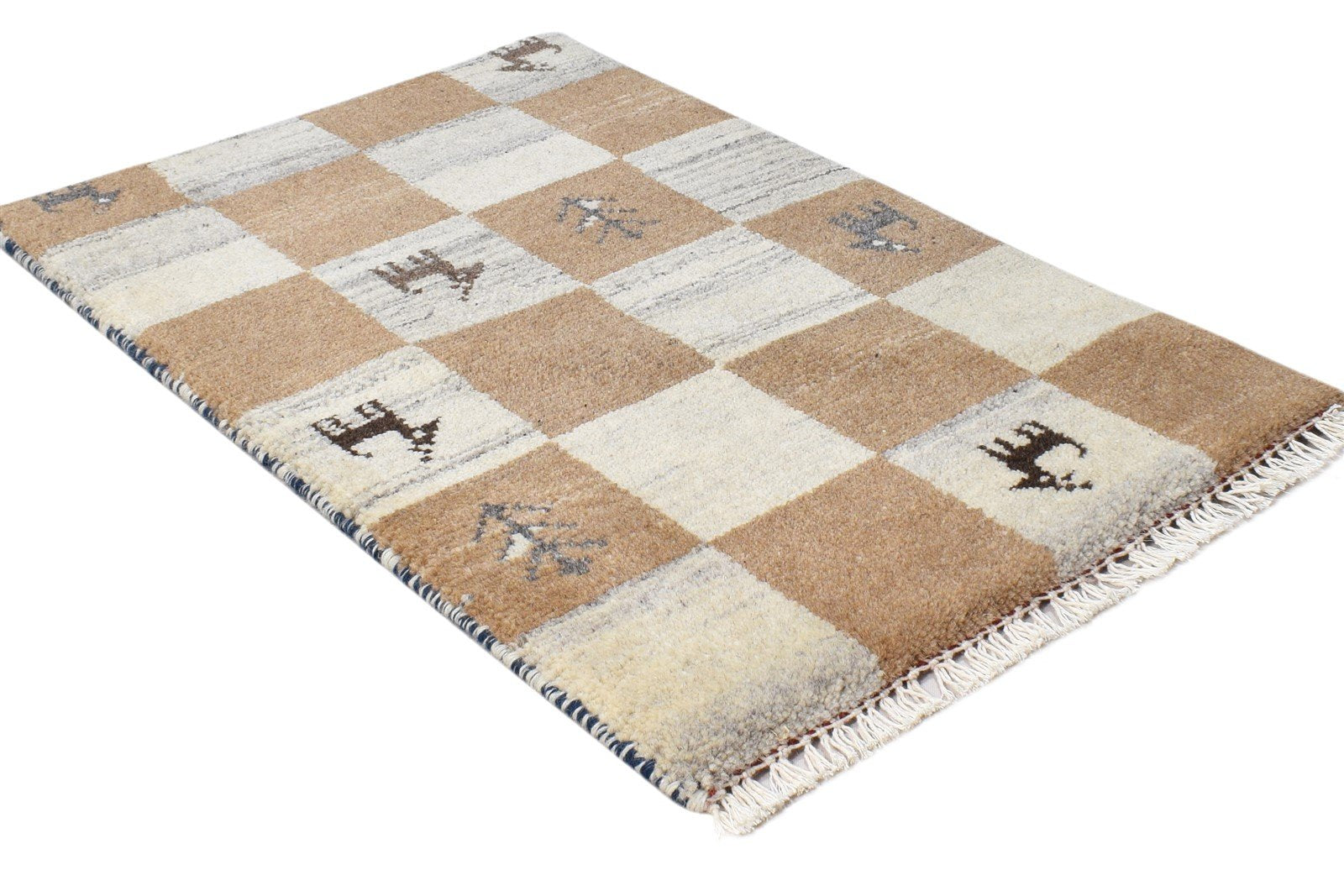 Brown Wool Rug 2' X 2' Southwestern Hand Knotted Gabbeh Tribal Small Carpet 7865102008469