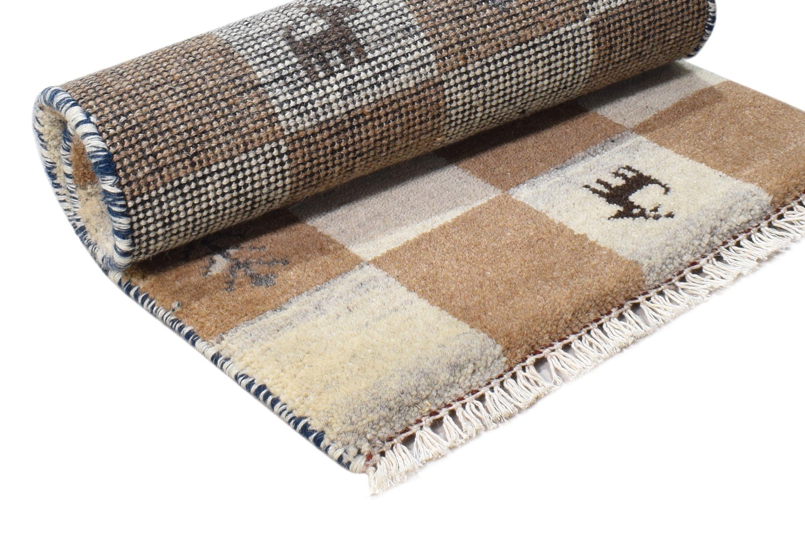 Brown Wool Rug 2' X 2' Southwestern Hand Knotted Gabbeh Tribal Small Carpet 7865102008469