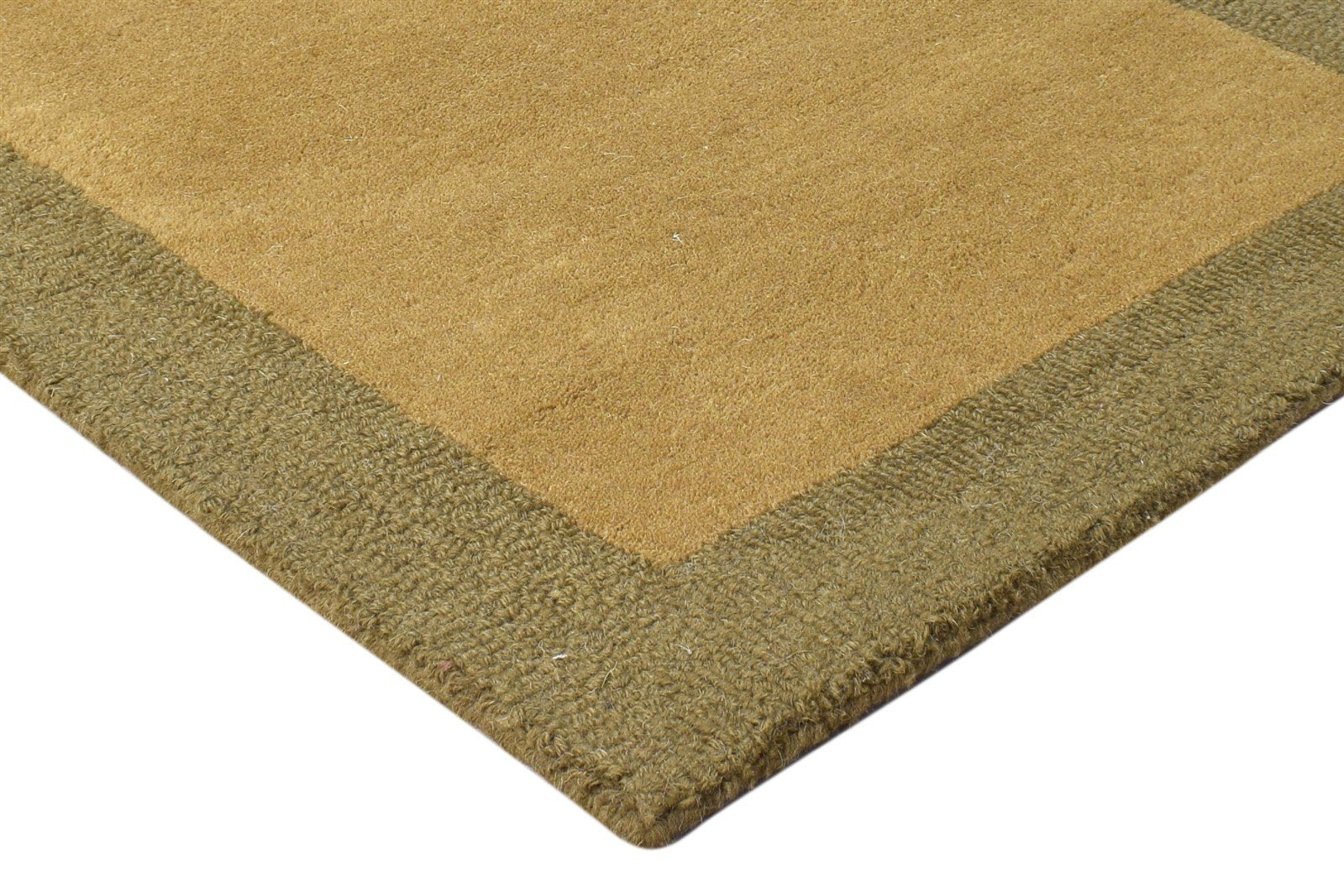 Brown Wool Rug 2' X 3' Modern Hand Tufted Scandinavian Bordered Small Carpet 7865072222357