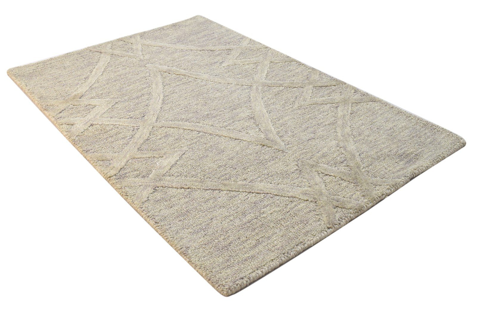 Brown Wool Rug 2' X 3' Modern Hand Tufted Scandinavian Geometric Small Carpet 7864141381781