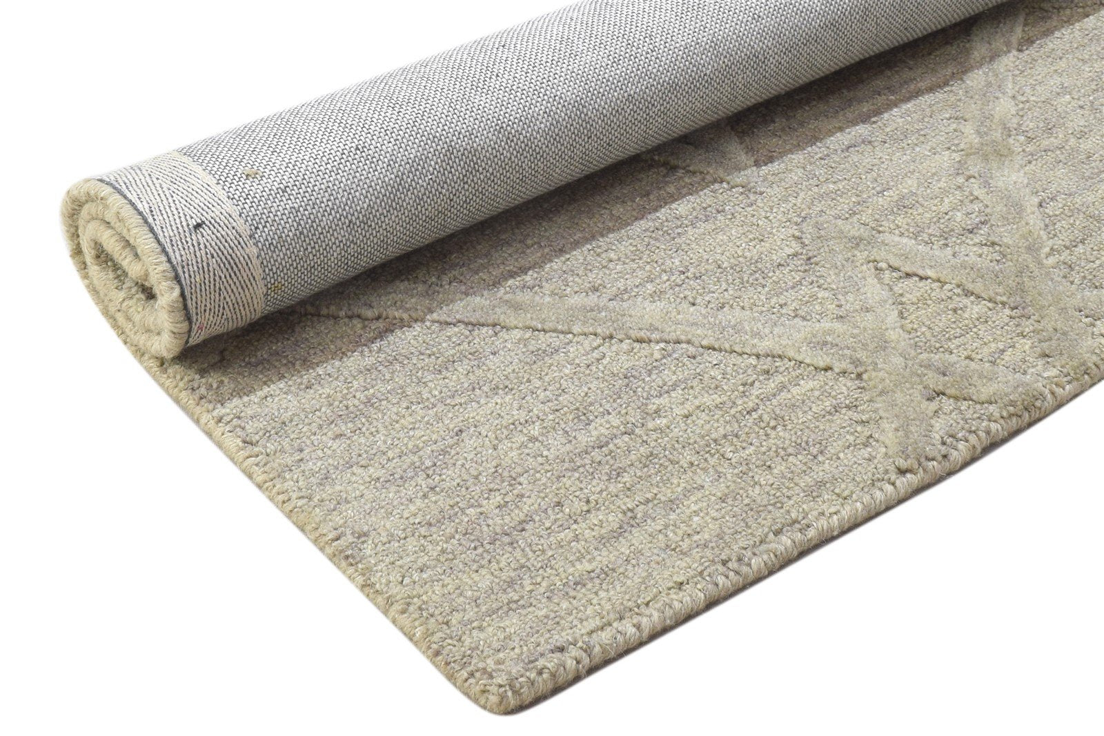 Brown Wool Rug 2' X 3' Modern Hand Tufted Scandinavian Geometric Small Carpet 7864141381781