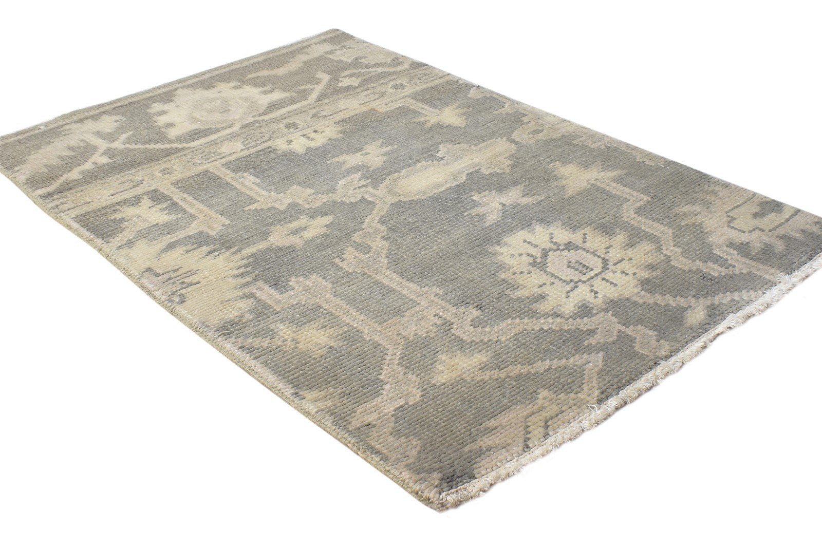 Brown Wool Rug 2' X 3' Persian Hand Knotted Oushak Oriental Small Carpet 7865143591061