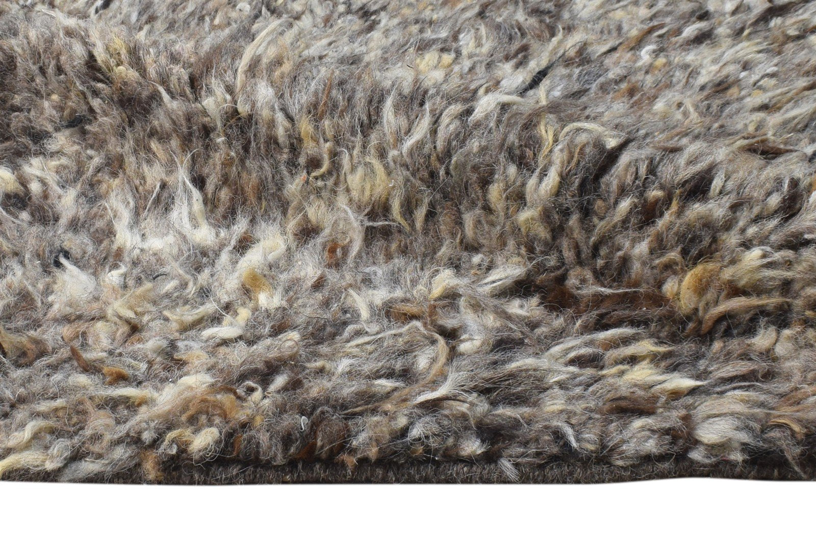 Brown Wool Rug 2' X 3' Shag Hand Knotted Indian Modern Small Carpet 7865136644245