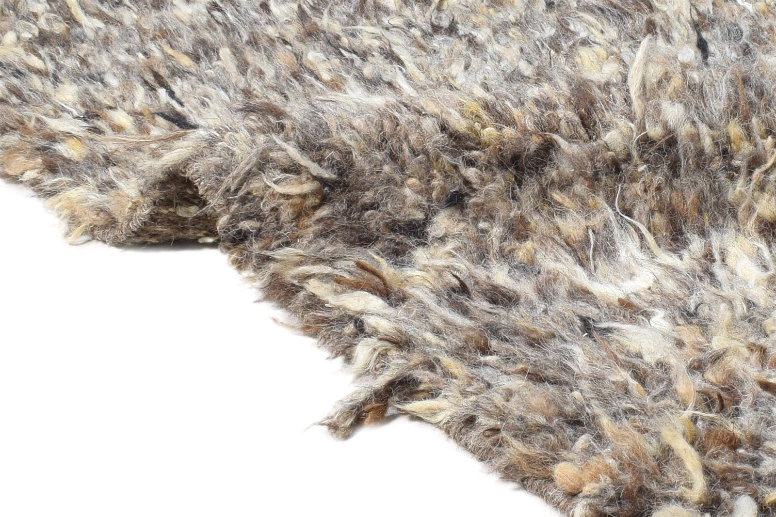 Brown Wool Rug 2' X 3' Shag Hand Knotted Indian Modern Small Carpet 7865136644245