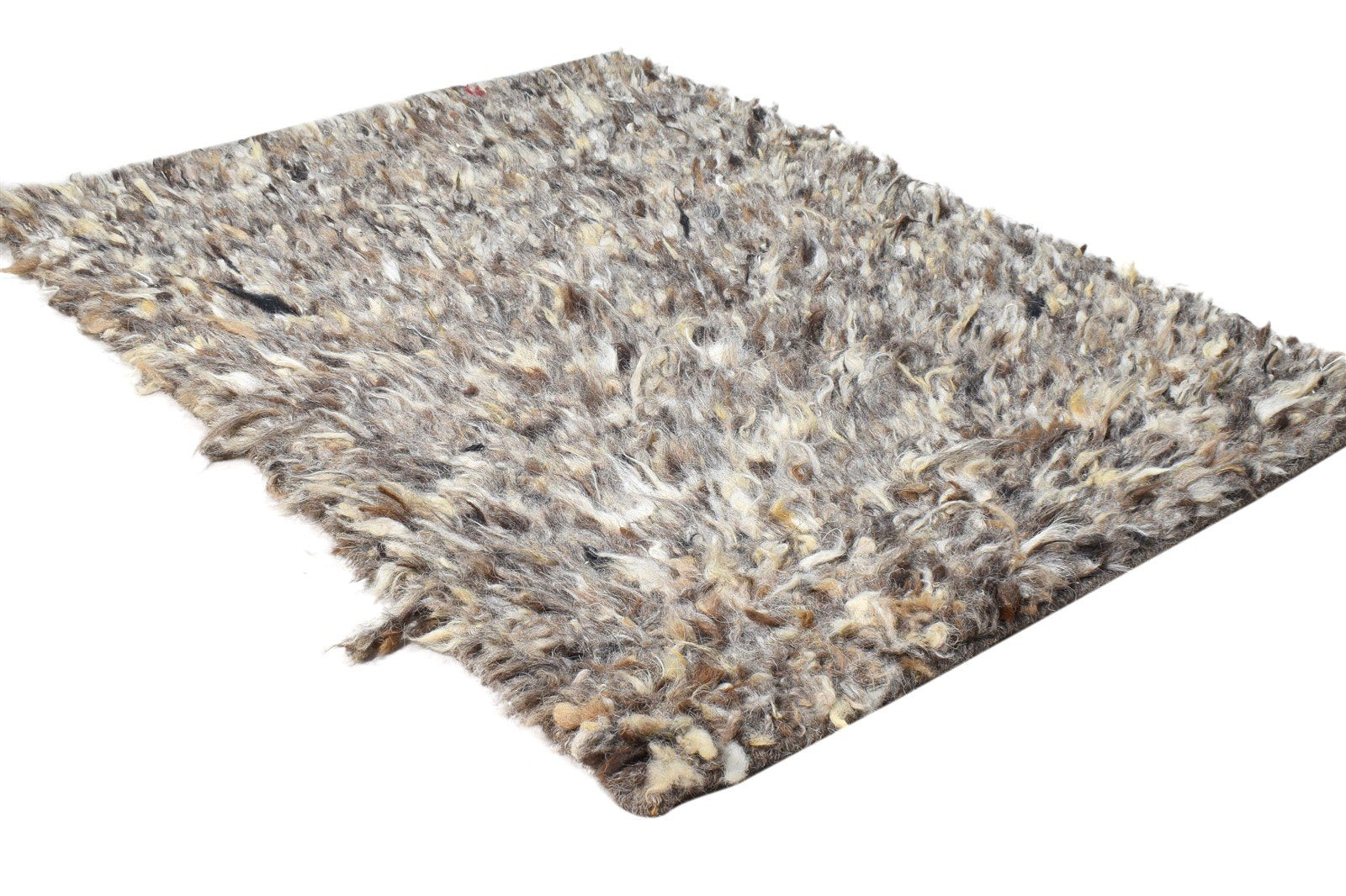 Brown Wool Rug 2' X 3' Shag Hand Knotted Indian Modern Small Carpet 7865136644245