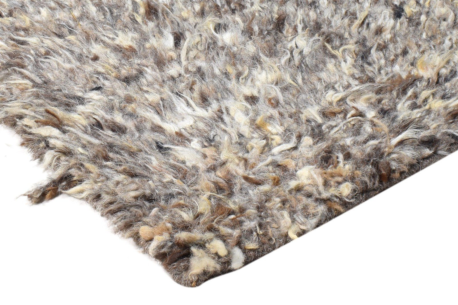 Brown Wool Rug 2' X 3' Shag Hand Knotted Indian Modern Small Carpet 7865136644245