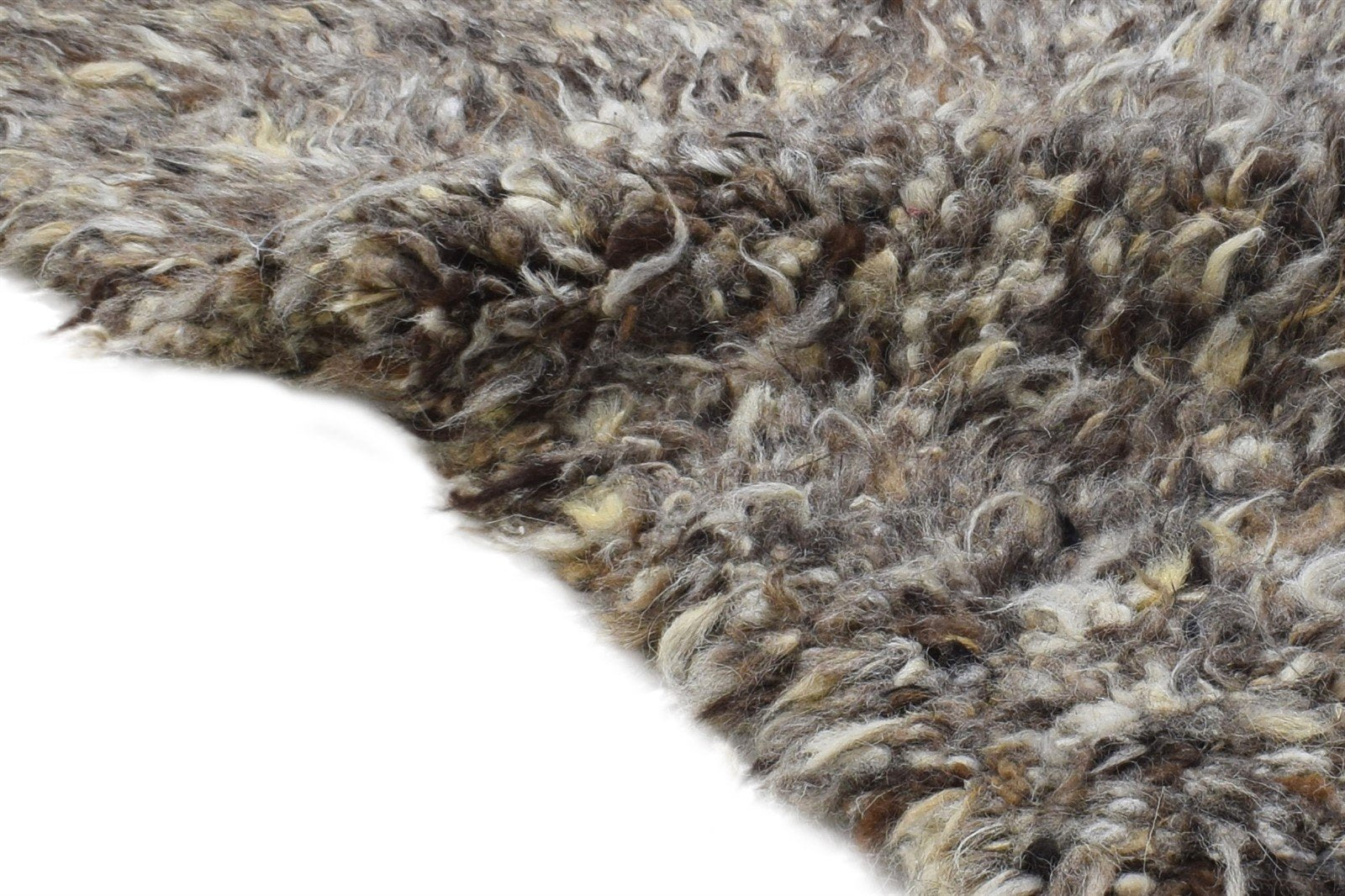 Brown Wool Rug 2' X 3' Shag Hand Knotted Scandinavian Modern Small Carpet 7865136677013