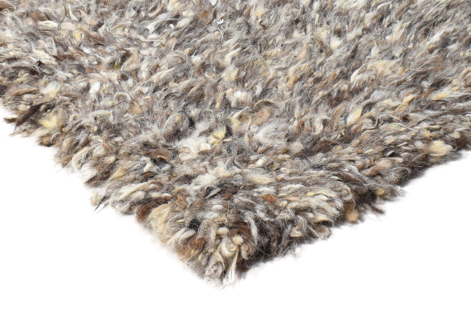 Brown Wool Rug 2' X 3' Shag Hand Knotted Scandinavian Modern Small Carpet 7865136677013