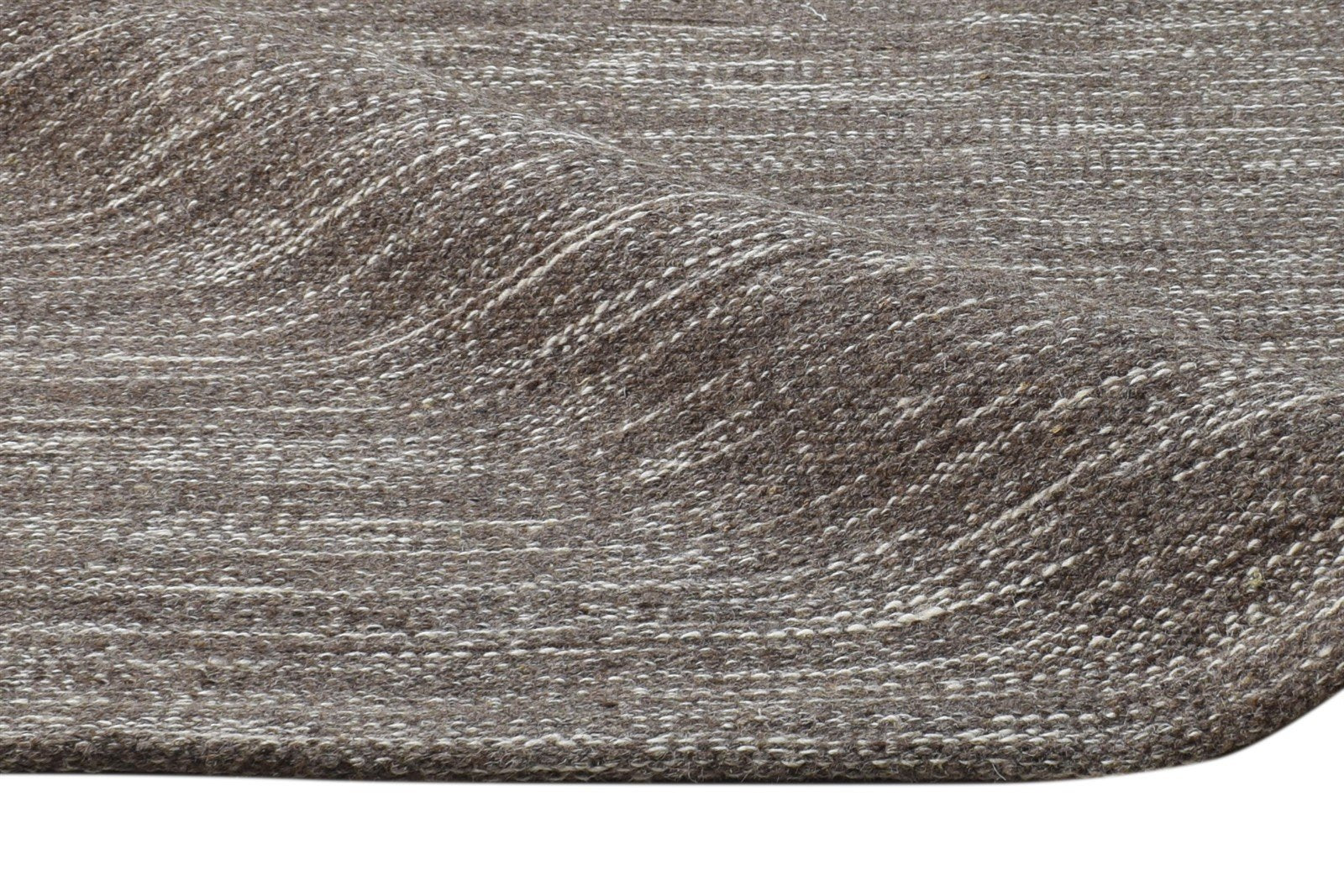 Brown Wool Rug 3' X 4' Modern Dhurrie Scandinavian Solid Small Carpet 7865168887957