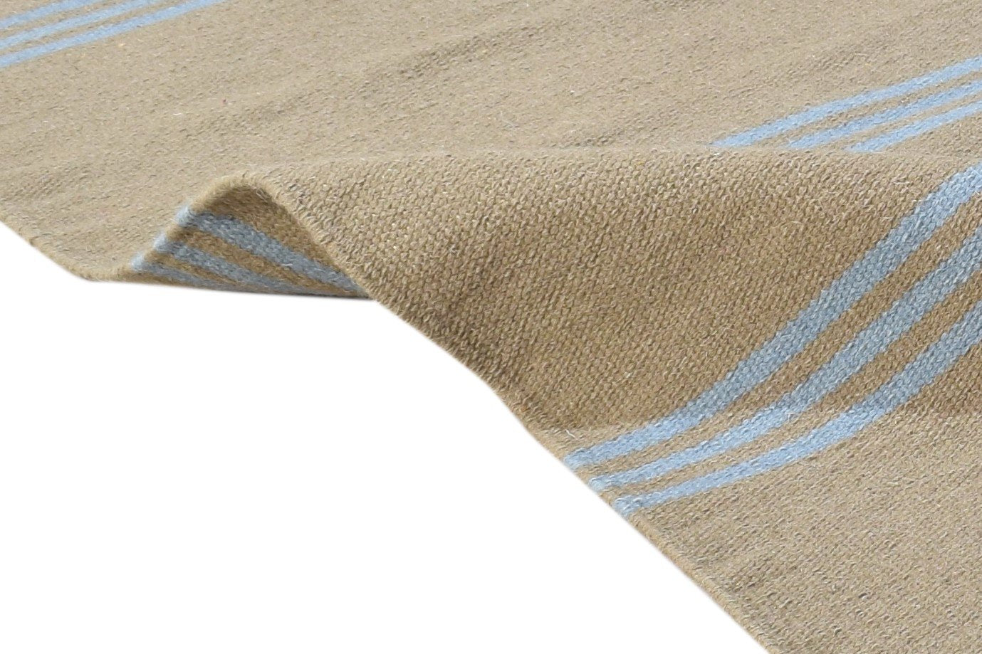 Brown Wool Rug 3' X 5' Modern Dhurrie Scandinavian Striped Small Carpet 7864989679765