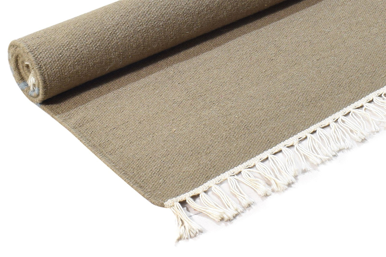 Brown Wool Rug 3' X 5' Modern Dhurrie Scandinavian Striped Small Carpet 7864989679765