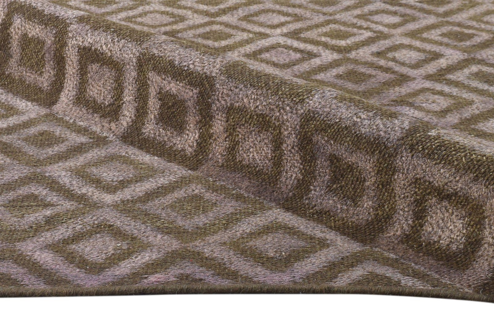Brown Wool Rug 4' X 6' Modern Dhurrie Scandinavian Diamond Room Size Carpet 7864673403029