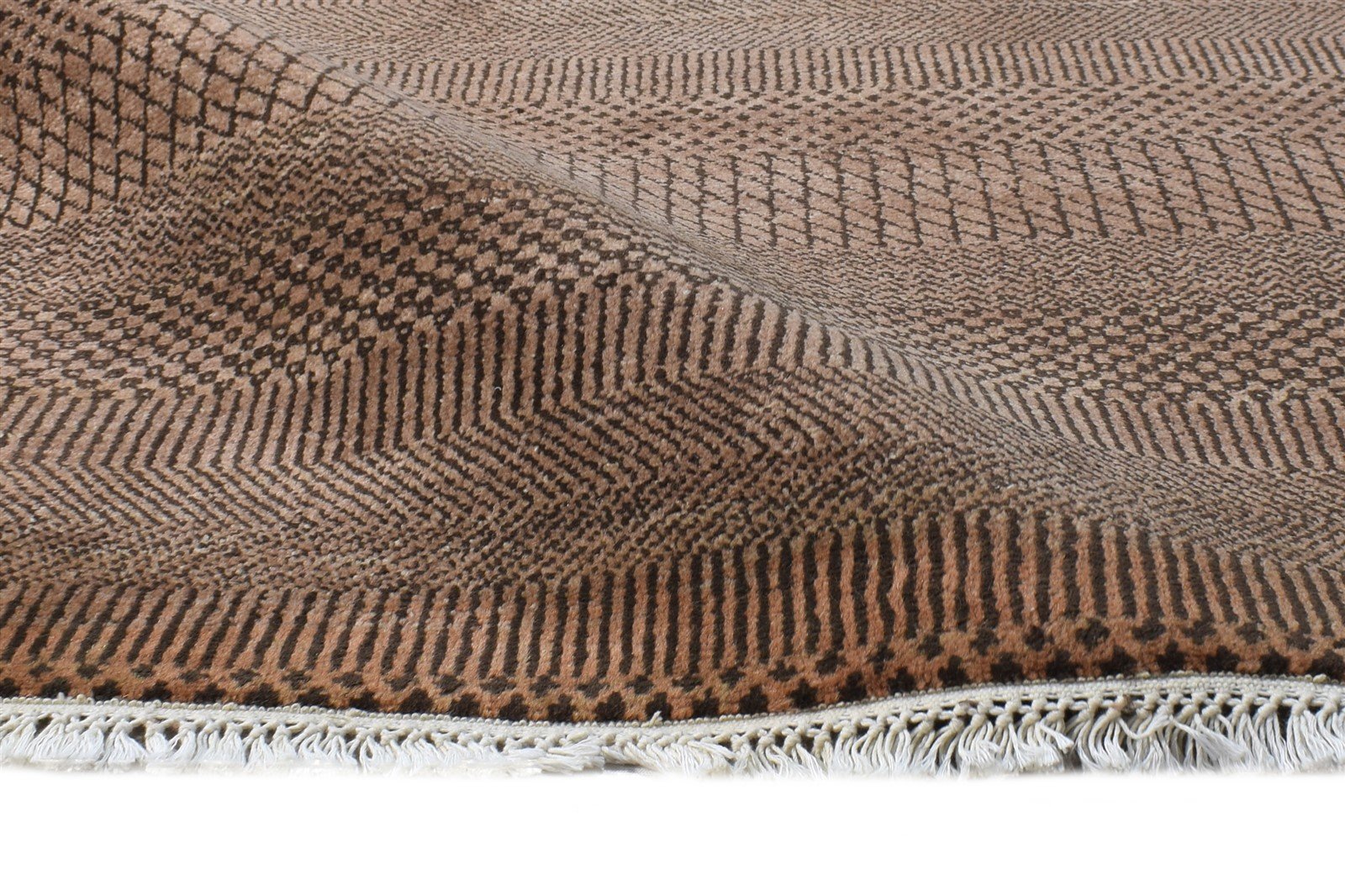 Brown Wool Rug 4' X 6' Modern Hand Knotted Agra Grass Trellis Room Size Carpet 7865148440725