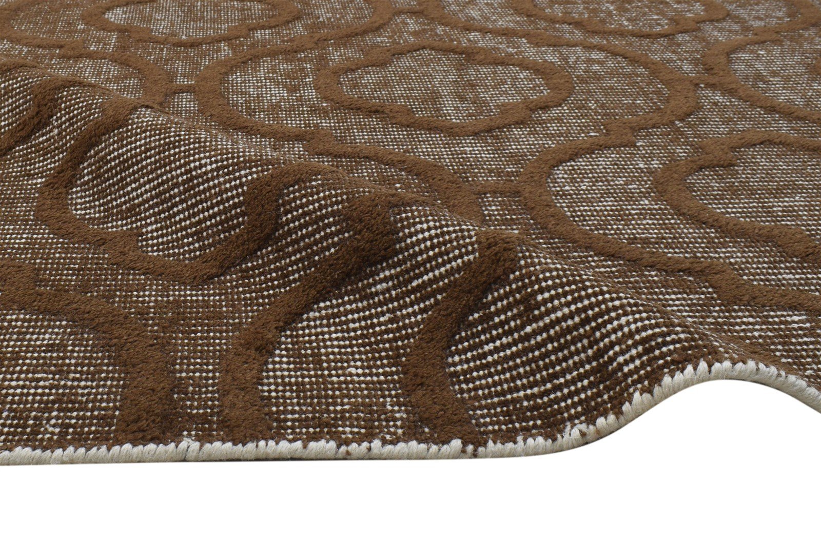 Brown Wool Rug 4' X 6' Modern Handloom Moroccan Trellis Room Size Carpet 7864154161301