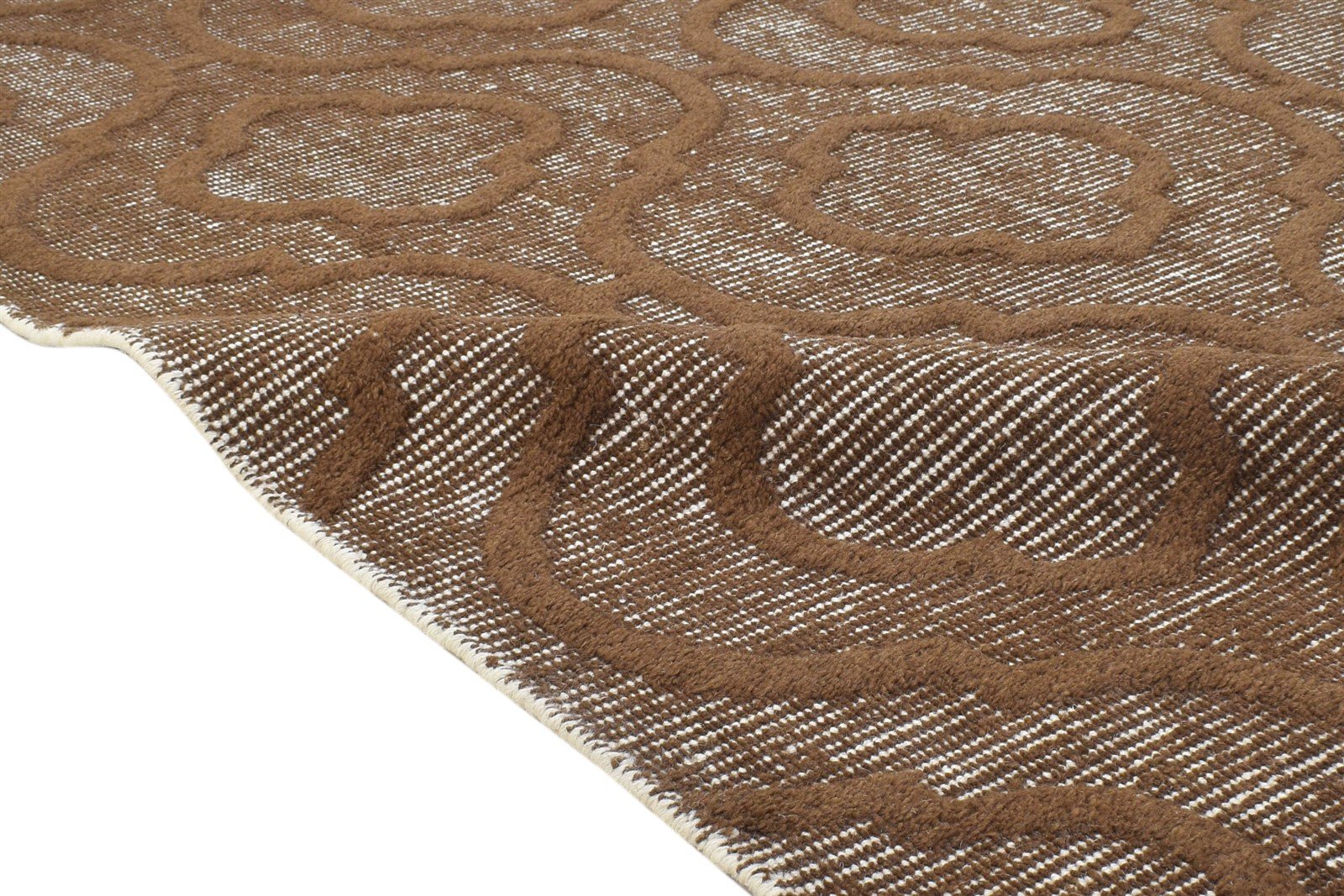 Brown Wool Rug 4' X 6' Modern Handloom Moroccan Trellis Room Size Carpet 7864154161301