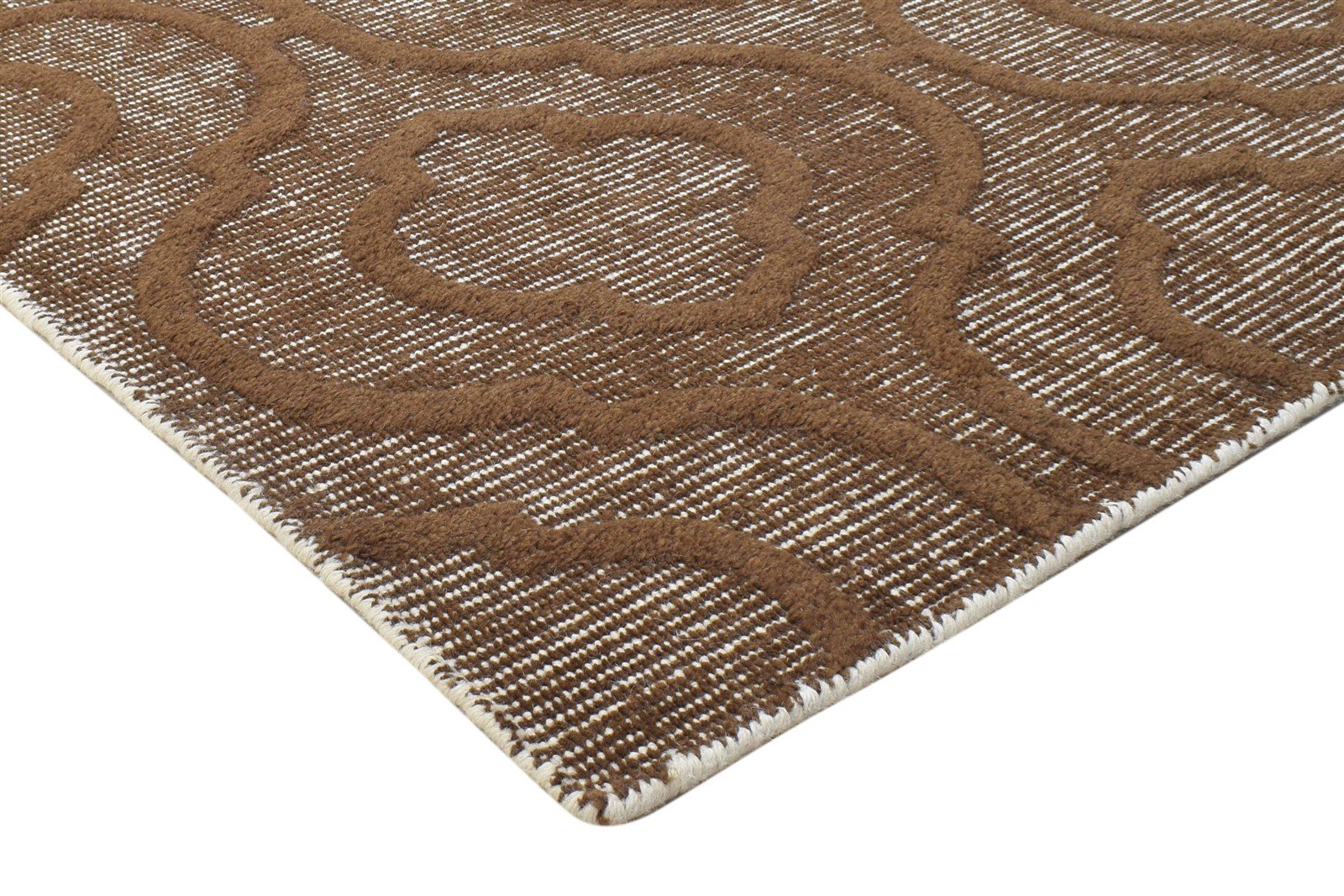 Brown Wool Rug 4' X 6' Modern Handloom Moroccan Trellis Room Size Carpet 7864154161301
