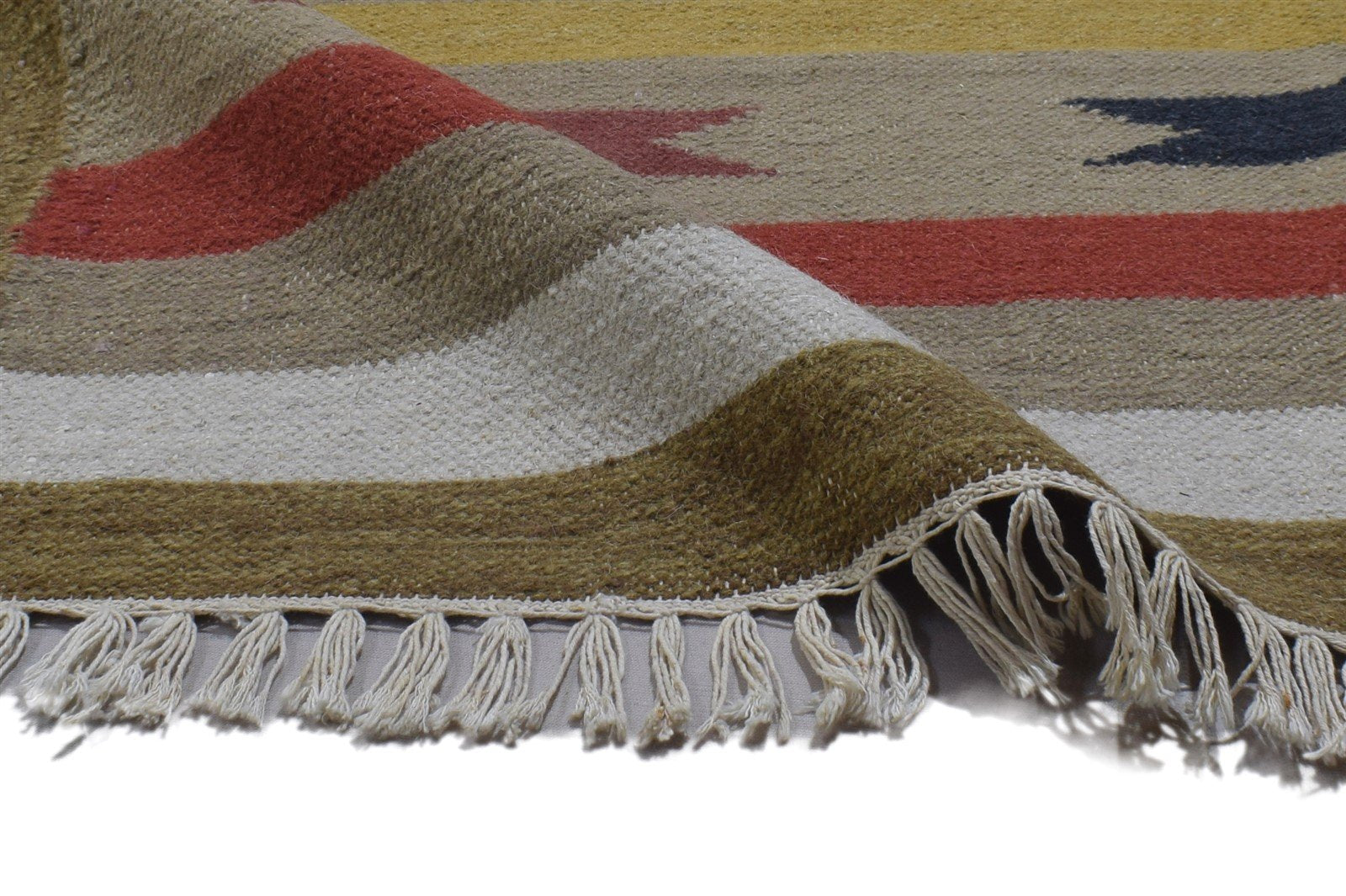 Brown Wool Rug 4' X 6' Persian Dhurrie Oriental Tribal Room Size Carpet 7864349982869
