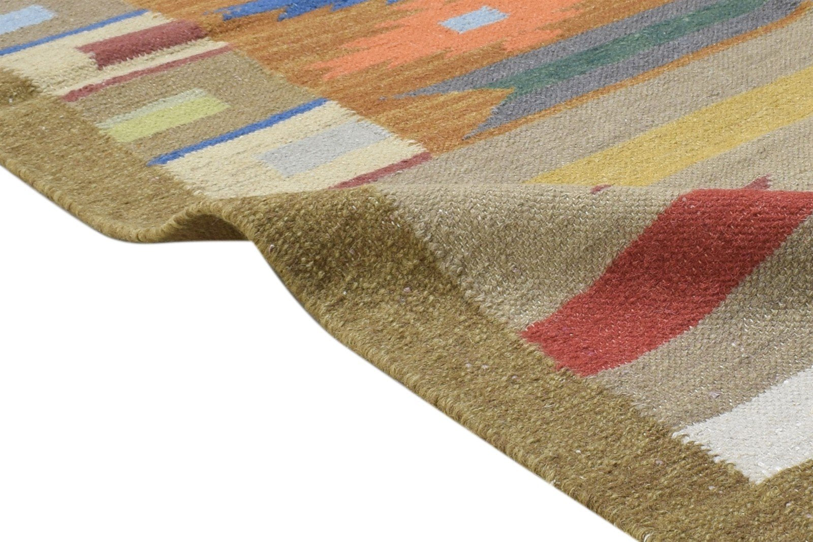 Brown Wool Rug 4' X 6' Persian Dhurrie Oriental Tribal Room Size Carpet 7864349982869