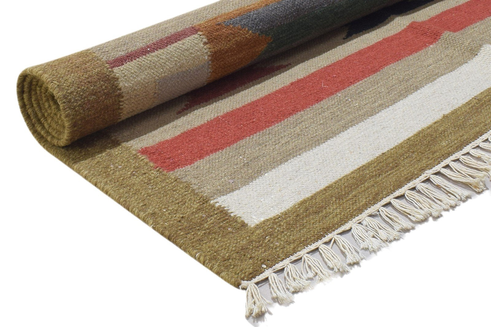 Brown Wool Rug 4' X 6' Persian Dhurrie Oriental Tribal Room Size Carpet 7864349982869