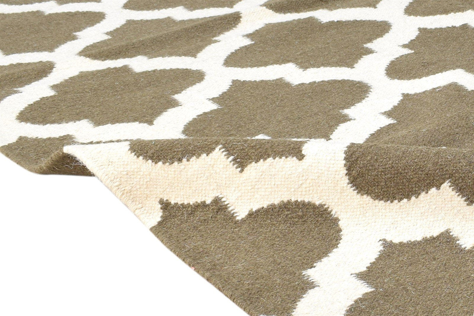 Halley Brown Wool Rug 5' X 7' Modern Dhurrie Moroccan Trellis 7864378294421