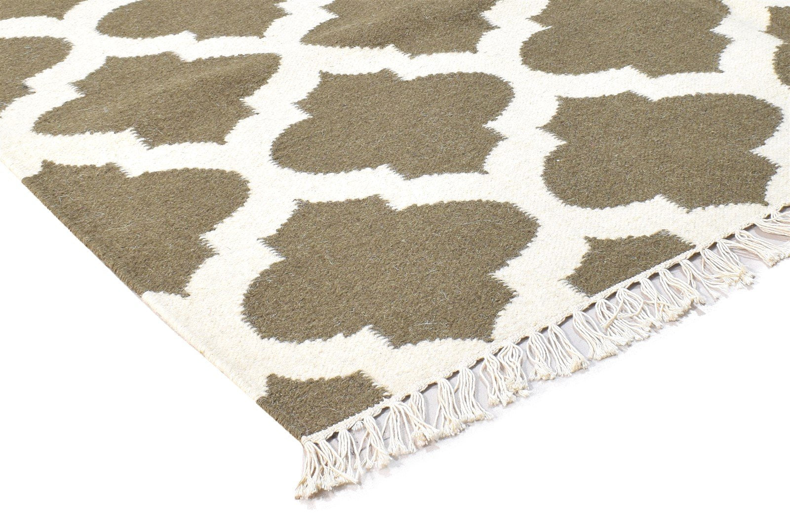 Halley Brown Wool Rug 5' X 7' Modern Dhurrie Moroccan Trellis 7864378294421