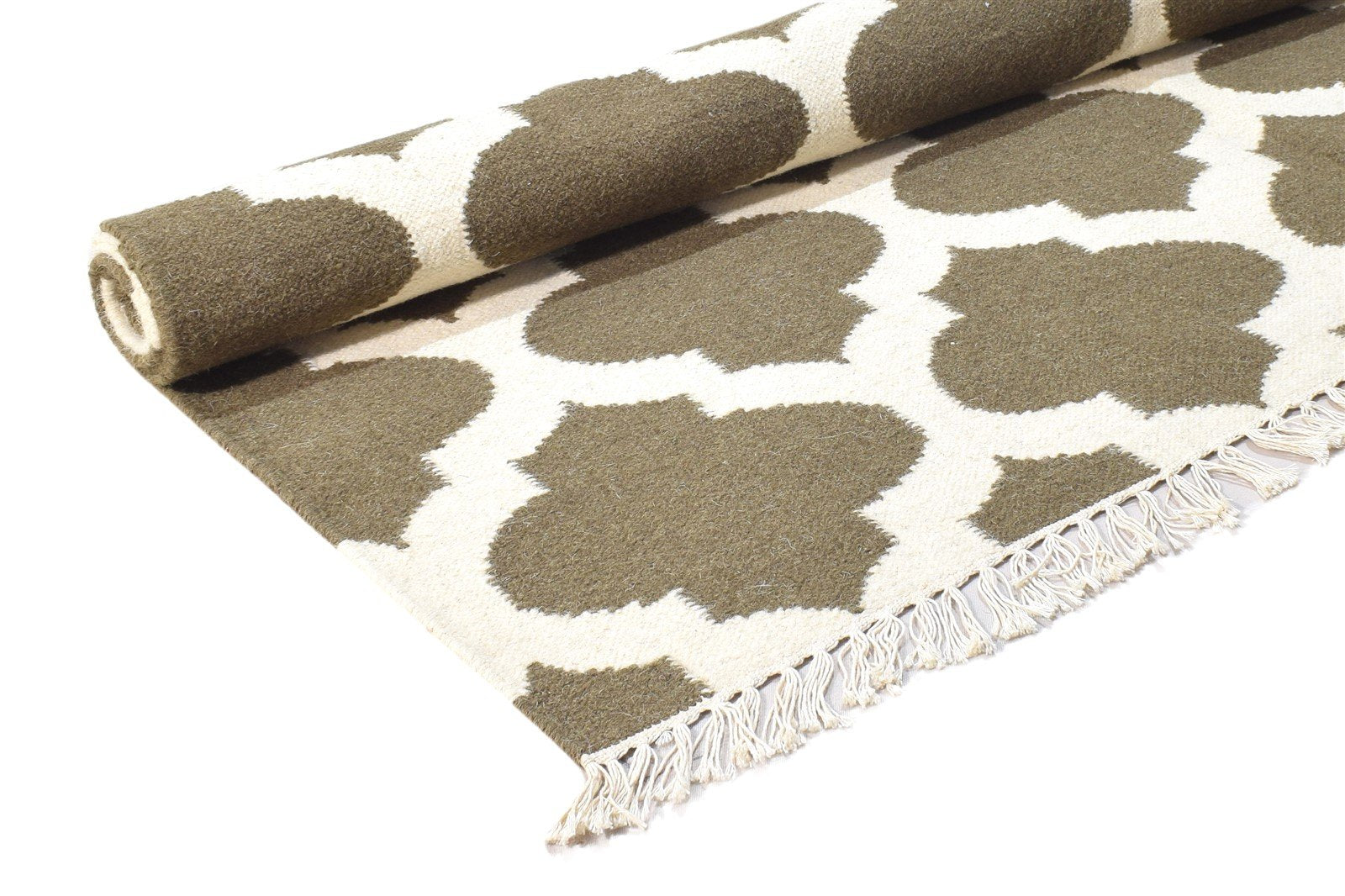 Halley Brown Wool Rug 5' X 7' Modern Dhurrie Moroccan Trellis 7864378294421