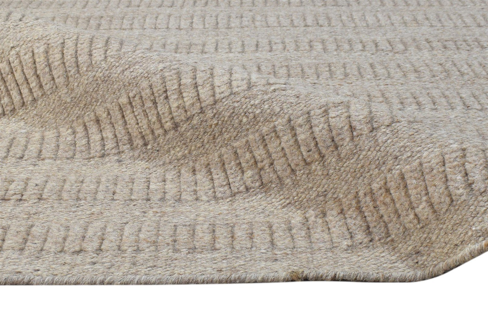 Tabina Brown Wool Rug 5' X 7' Modern Hand Woven Scandinavian Striped 7864793170069