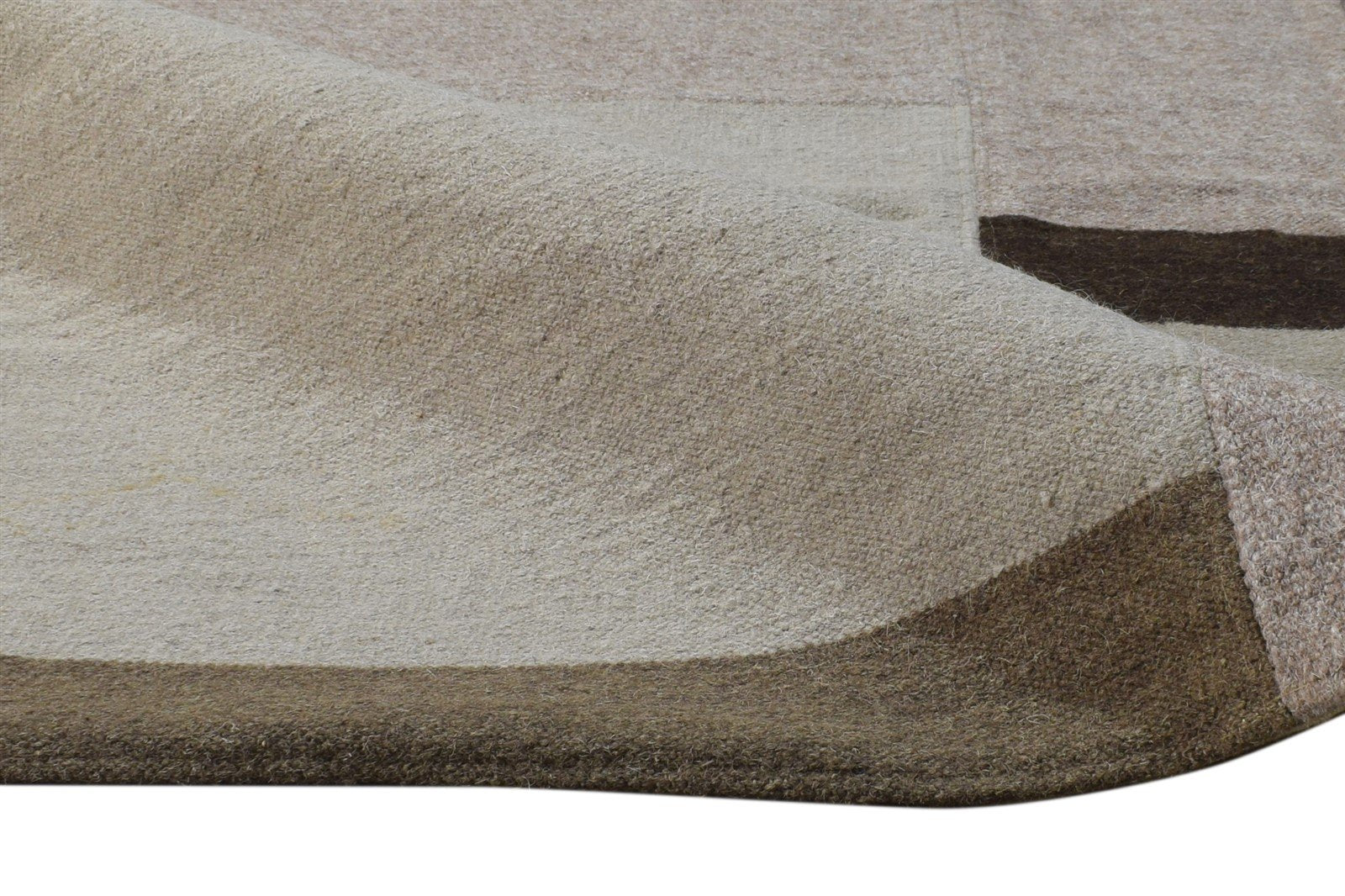 Ginevra Brown Wool Rug 5' X 8' Modern Dhurrie Scandinavian Abstract 7865190776981