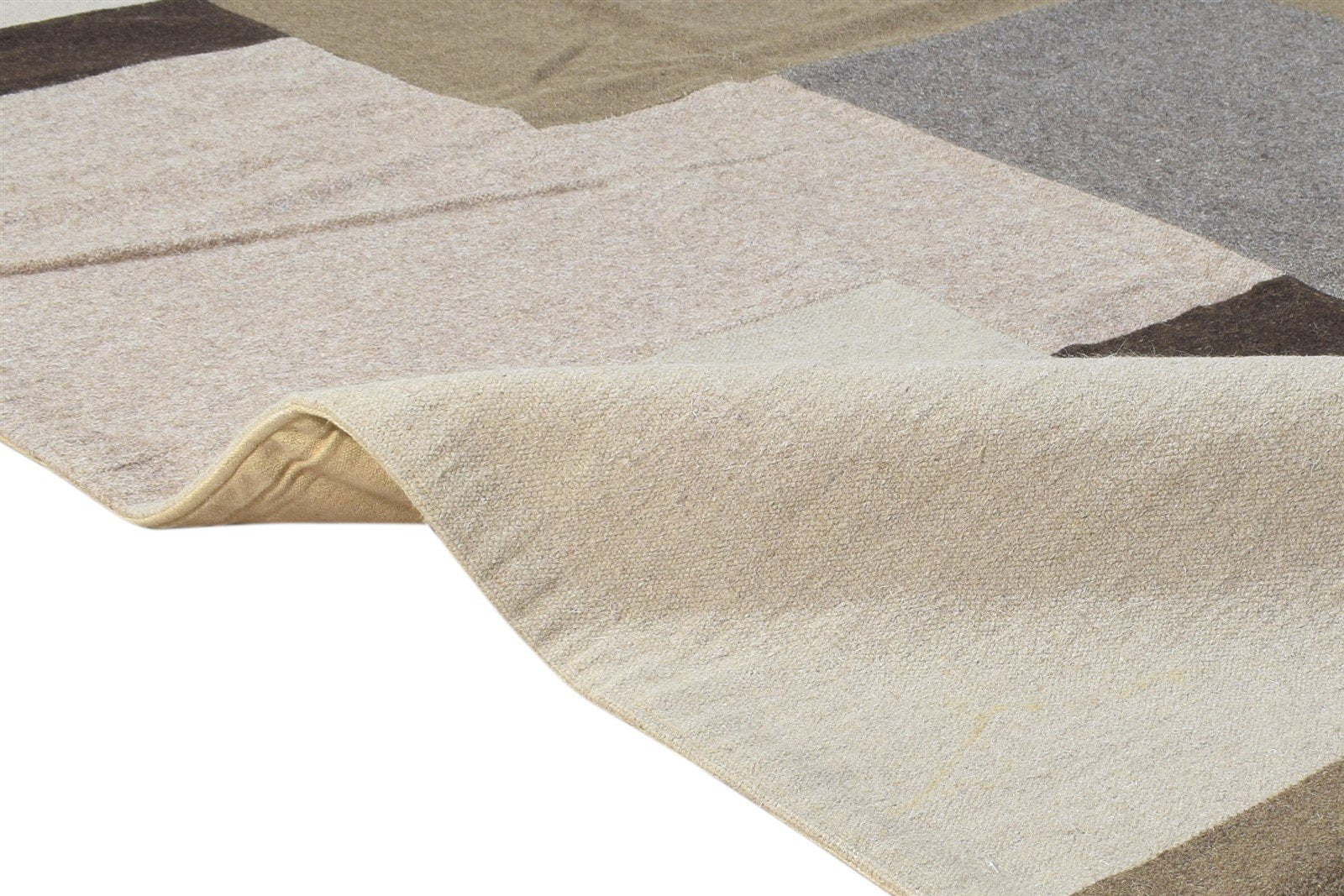 Ginevra Brown Wool Rug 5' X 8' Modern Dhurrie Scandinavian Abstract 7865190776981