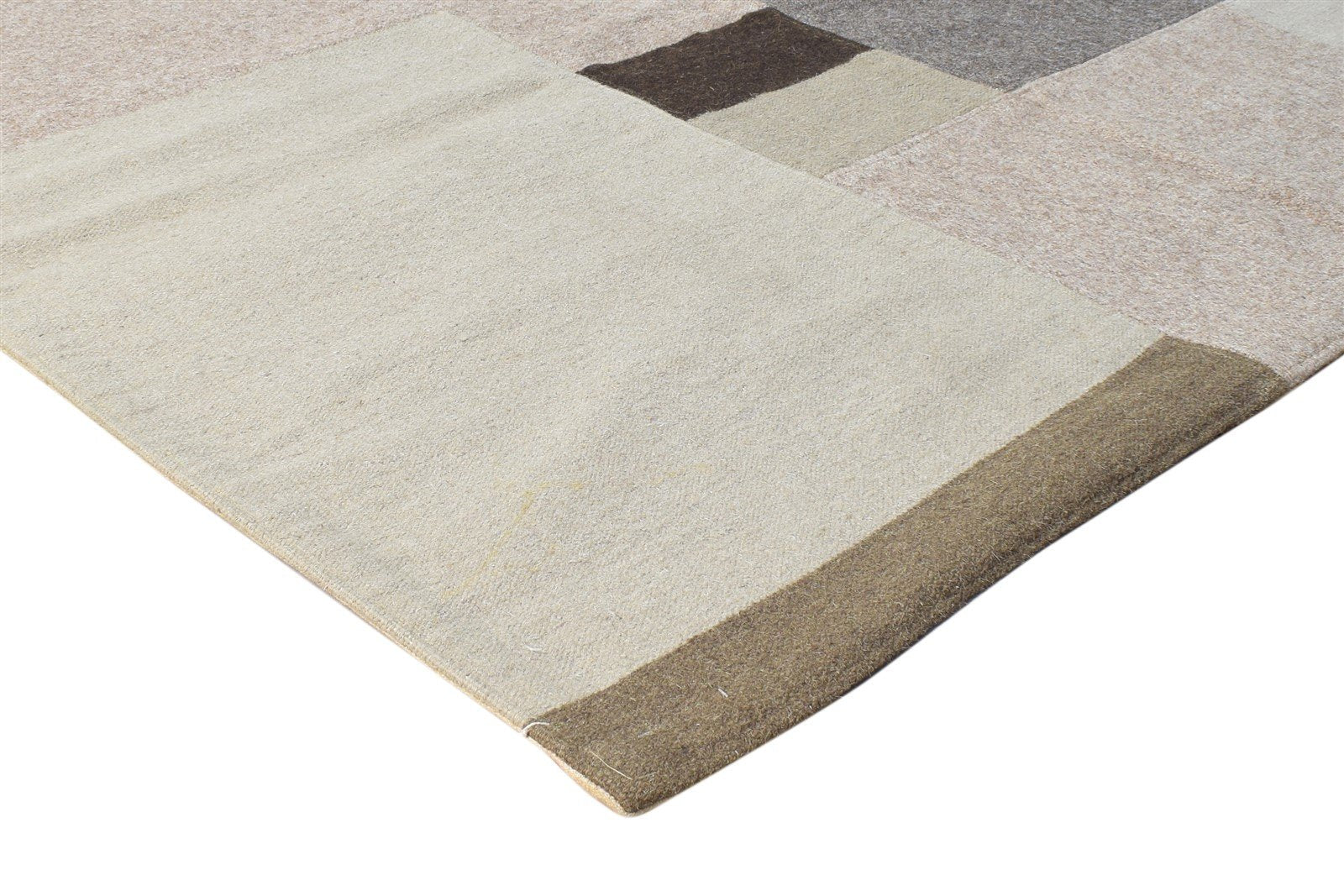 Ginevra Brown Wool Rug 5' X 8' Modern Dhurrie Scandinavian Abstract 7865190776981