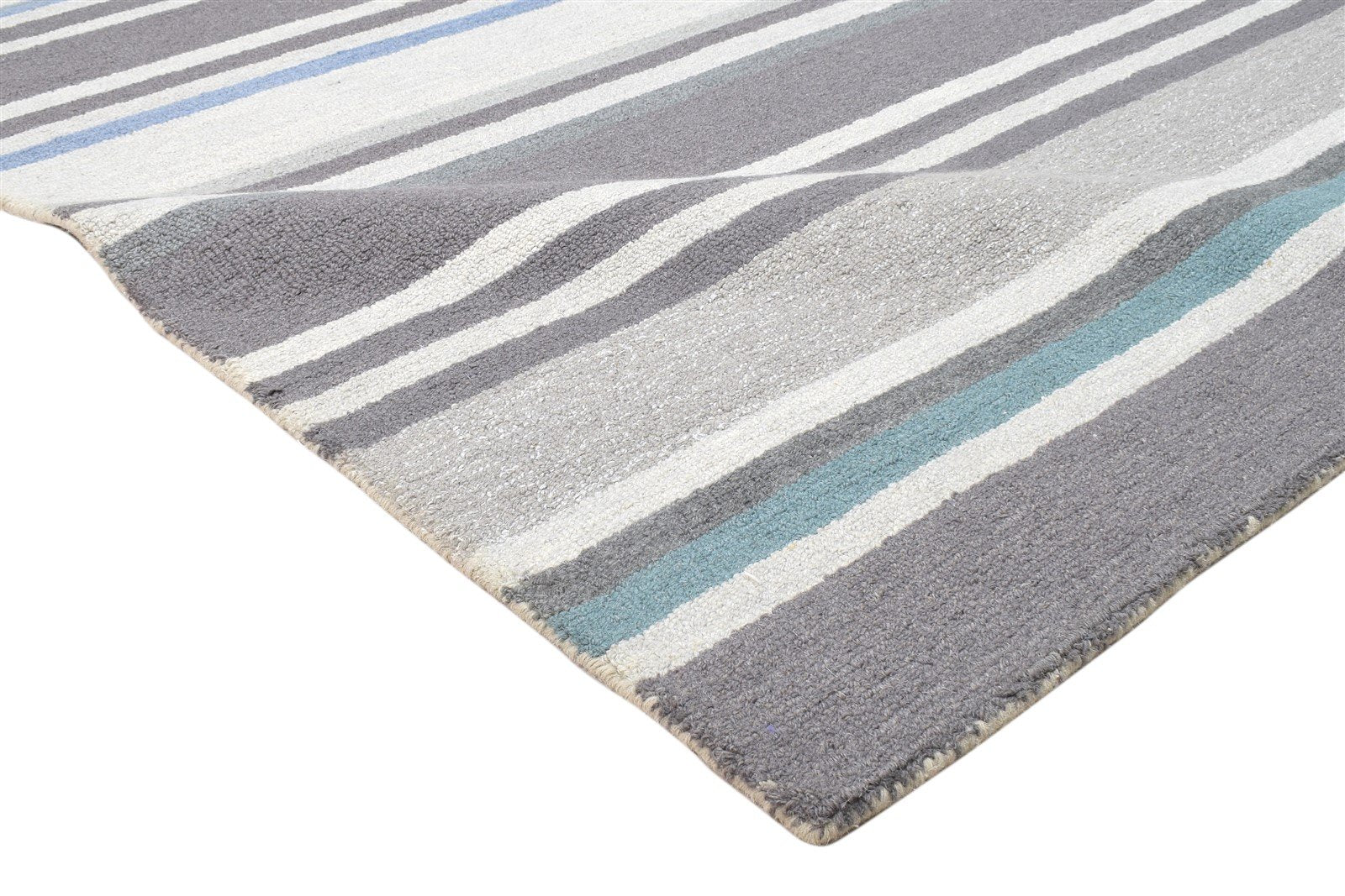 Brown Wool Rug 5' X 8' Modern Hand Tufted Scandinavian Striped Room Size Carpet 7864095572117