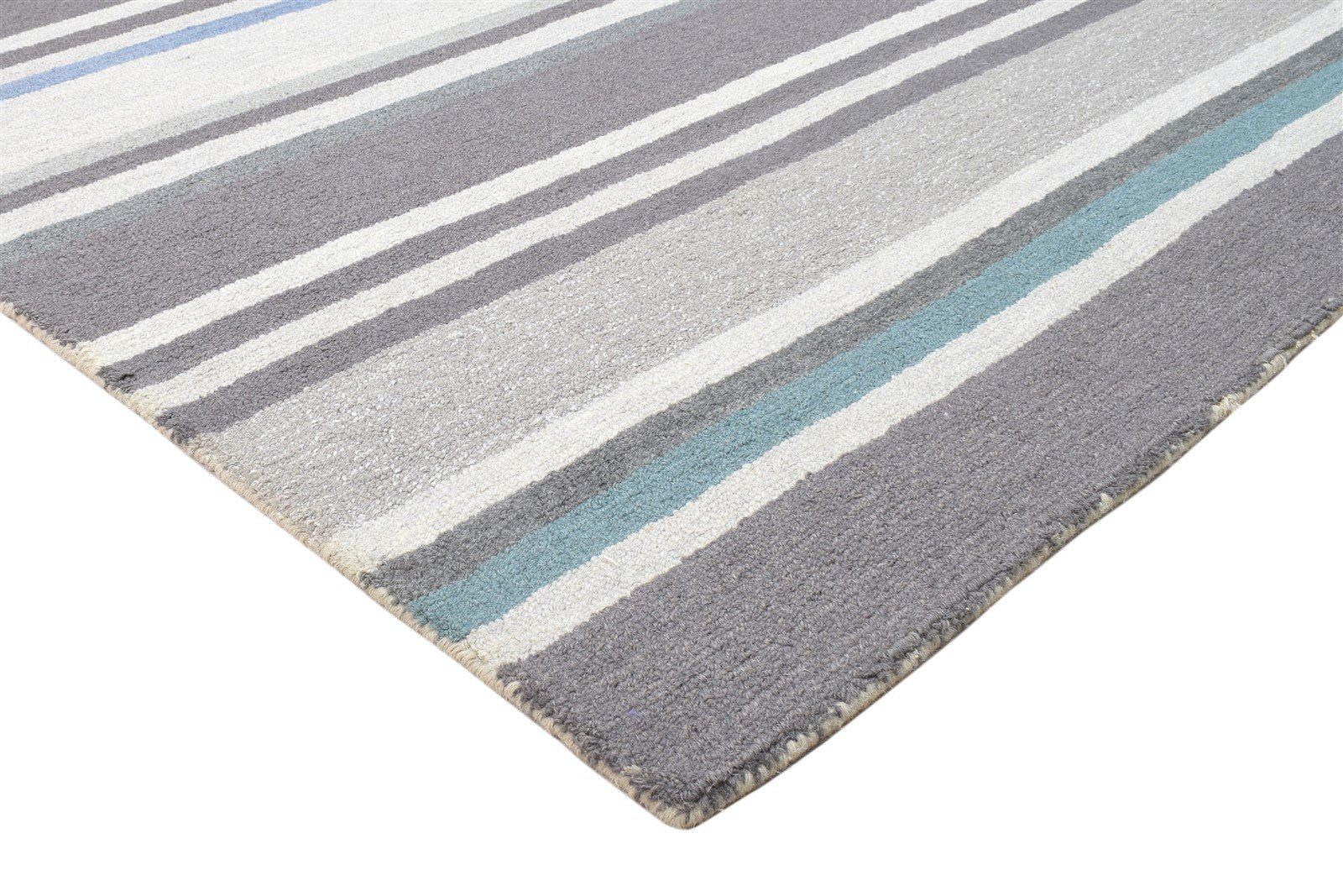 Brown Wool Rug 5' X 8' Modern Hand Tufted Scandinavian Striped Room Size Carpet 7864095572117