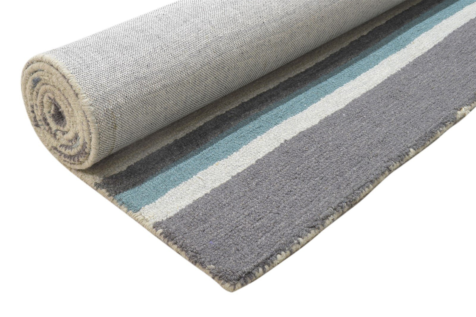 Brown Wool Rug 5' X 8' Modern Hand Tufted Scandinavian Striped Room Size Carpet 7864095572117