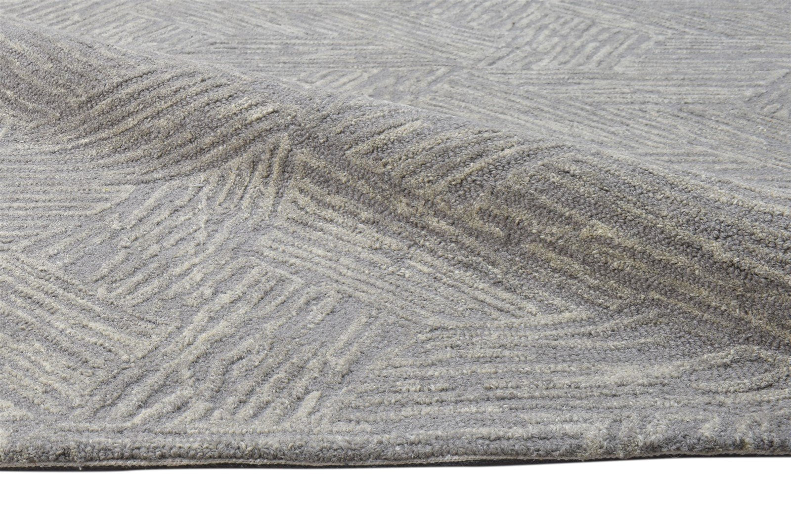 Brown Wool Rug 5X8 Modern Hand Tufted Scandinavian Triangles Room Size Carpet 7864092852373
