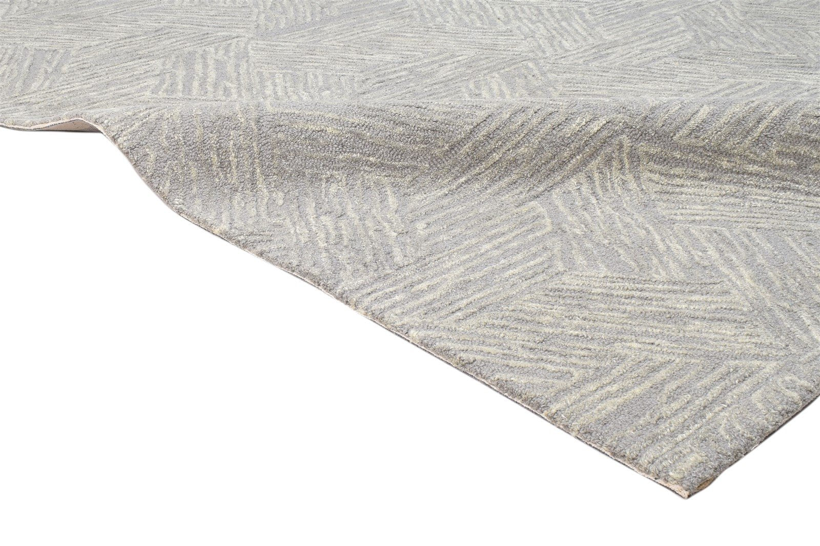 Brown Wool Rug 5X8 Modern Hand Tufted Scandinavian Triangles Room Size Carpet 7864092852373